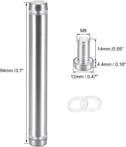 Uxcell 1/2 Dia x 2-1/2 "(12x64mm) مسامير مواجهة مزدوجة الرأس من زجاج الأكريليك 8 قطع in Kuwait