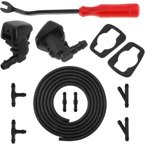 Windshield Washer Nozzles Kit with 2M Hose & 6 Connectors Compatible with Jeep Grand Cherokee 2005-2016, 2005-2013 Chevy Malibu, Pontiac G6, Saturn Aura, Replaces #55372143AB, 2PCS in Kuwait