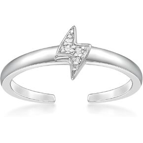 Lavari Jewelers 1/50 Carat Natural Diamond Lightning Bolt Toe Ring for Women I 925 Sterling Silver Toe Ring for Her (H-I, I2-I3, 0.03 cttw) Adjustable Open Toe Band I One Size Fits Most Toes in Saudi Arabia