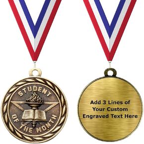 10 Pack of Student of The Month Gold Medals Trophy Award with Neck Ribbons MA in Kuwait