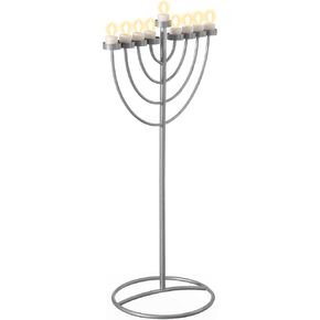 Small Modern Silver 9 Branch Lighting Thin Pipe Hanukkah Menorah, Metal-Aluminum in Kuwait