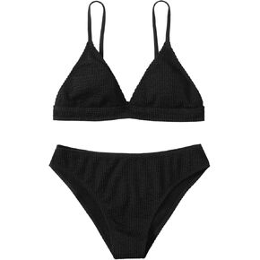 SHENHE Girl's Triangle Bikini 2 Piece Swimsuits V Neck Textured Bathing Suit for Teen in Saudi Arabia