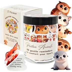 برطمان حيوانات للدعم العاطفي - 60 قطعة من بطاقات تأكيد الحيوانات، ملاحظات إيجابية للحيوانات لتخفيف التوتر والقلق، هدايا دعم عاطفي تحفيزية للرجال والنساء والأصدقاء وزملاء العمل in Kuwait