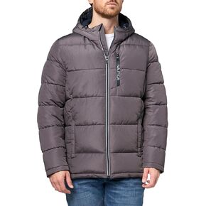 Nautica Men's Midweight Quilted Faux Memory Puffer Jacket –Adjustable Hood Insulated Winter Coat in Kuwait