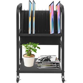 محطة شحن متنقلة مكونة من 10 أجهزة، عربة شحن كمبيوتر محمول مفتوحة للفصل الدراسي - عربة شحن تابلت iPad Chromebook مع شريط طاقة وفواصل، حامل شحن محمول للمكتب المدرسي in Kuwait