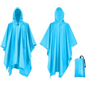 Rain Poncho Waterproof Outdoor 3-in-1 Waterproof Rain Poncho Lightweight Hooded Coat Picnic Mat Blanket(Blue) in Saudi Arabia