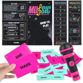 Mic misheard Music Trivia Card Game, Karaoke Party Game for 2-10 Players, Music Card Games with 250 Lyrics (125 Cards) for Family and Adult Christmas & Birthday Gifts in Kuwait