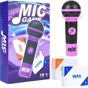 Mic Mishaurd Music Trivia Game ، لعبة حفلات Karaoke للاعبين 2-10 وألعاب بطاقة الموسيقى مع 250 كلمات (125 بطاقة) لعيد الميلاد والبالغين عيد الميلاد والهدايا in Kuwait