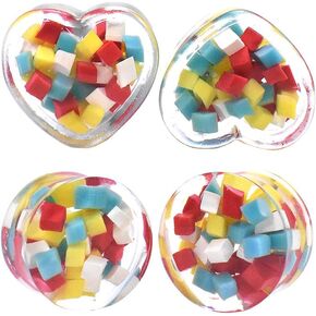 2 أزواج من المربعات الملونة من الأكريليك أنفاق الأذن المقابس المتوسعة مقاييس ثقب الجسم مجوهرات حجم 0 جم (8 مم) إلى 1 بوصة (25 مم)) in Kuwait