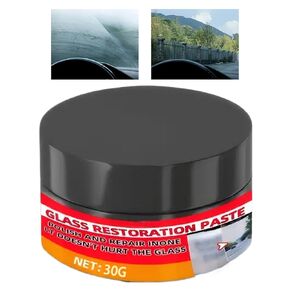Glass Scratch Remover Kit, 30g Car Windshield Restorer Cleaner, Car Glasss Oil Film Remover with Sponge, Cars Polishing Repair Cleaner, for Automotive SUV Truck Sedan Pickup RV Scooter in Kuwait