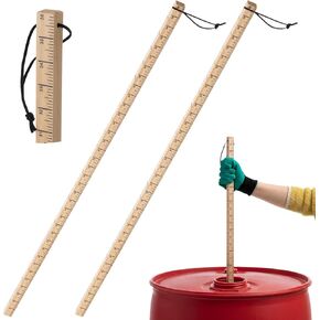 Sabary 2 Pcs 36'' Fuel Tank Measuring Stick with Leather Strap for 55 Gallon Pine Wood Oil Level Indicator Stick 1" Stamped, Easy to Read Measuring Gauge for Monitoring Diesel Gasoline Liquids in Saudi Arabia