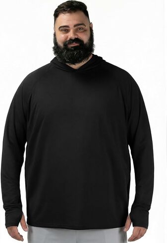 BRISIRA Men's Big & Tall Thin Fishing Shirts, UPF 50+ Sun Hoodie, Cooling Lightweight Rash Guard, Long Sleeve with Thumbholes in Saudi Arabia