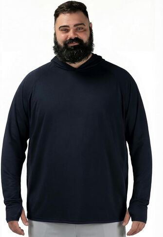 BRISIRA Men's Big & Tall Thin Fishing Shirts, UPF 50+ Sun Hoodie, Cooling Lightweight Rash Guard, Long Sleeve with Thumbholes in Saudi Arabia