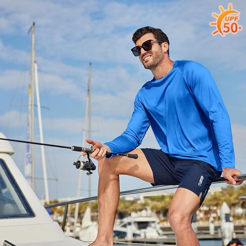 5-حزمة قمصان رجالي طويلة الأكمام UPF 50+ UV حماية من أشعة الشمس سريعة الجفاف لصيد الأسماك والمشي لمسافات طويلة والسباحة طفح الحرس Wokout قميص in Kuwait