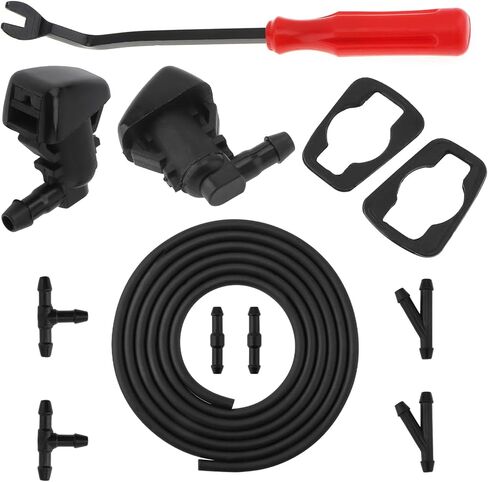 Windshield Washer Nozzles Kit with 2M Hose & 6 Connectors Compatible with Jeep Grand Cherokee 2005-2016, 2005-2013 Chevy Malibu, Pontiac G6, Saturn Aura, Replaces #55372143AB, 2PCS in Kuwait