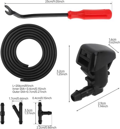 Windshield Washer Nozzles Kit with 2M Hose & 6 Connectors Compatible with Jeep Grand Cherokee 2005-2016, 2005-2013 Chevy Malibu, Pontiac G6, Saturn Aura, Replaces #55372143AB, 2PCS in Kuwait