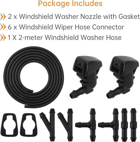 Windshield Washer Nozzles Kit with 2M Hose & 6 Connectors Compatible with Jeep Grand Cherokee 2005-2016, 2005-2013 Chevy Malibu, Pontiac G6, Saturn Aura, Replaces #55372143AB, 2PCS in Kuwait