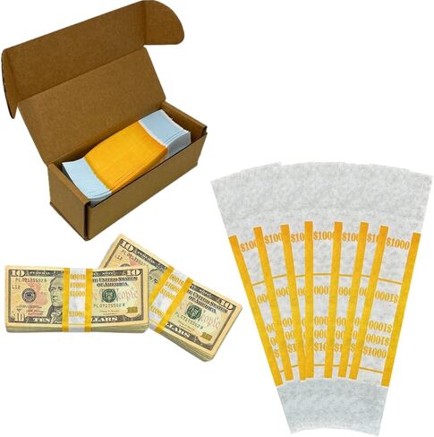 N. F. String & Son, Inc. Self-Sealing Currency Straps, Cash Handling Bill Wrappers 1000 PCS/Pack, 7.75 x 1.25 (Plain White/Blank - 1000 PCS) in Saudi Arabia