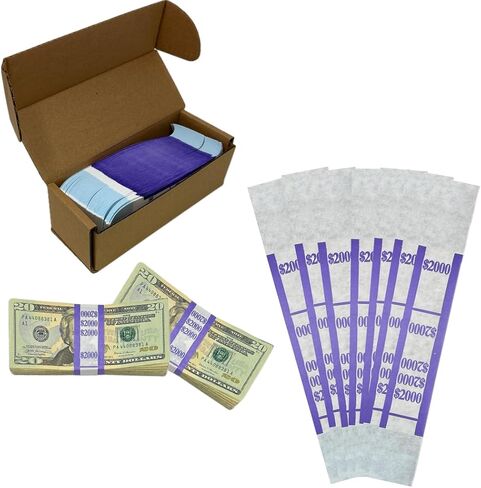 N. F. String & Son, Inc. Self-Sealing Currency Straps, Cash Handling Bill Wrappers 1000 PCS/Pack, 7.75 x 1.25 (Plain White/Blank - 1000 PCS) in Saudi Arabia