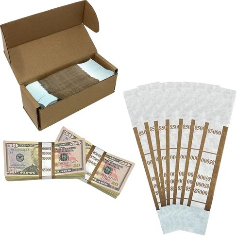 N. F. String & Son, Inc. Self-Sealing Currency Straps, Cash Handling Bill Wrappers 1000 PCS/Pack, 7.75 x 1.25 (Plain White/Blank - 1000 PCS) in Saudi Arabia