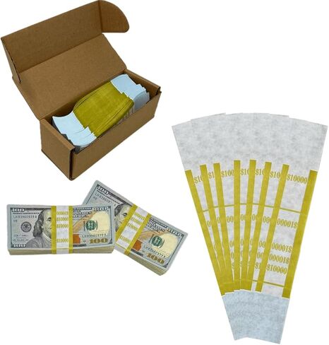 N. F. String & Son, Inc. Self-Sealing Currency Straps, Cash Handling Bill Wrappers 1000 PCS/Pack, 7.75 x 1.25 (Plain White/Blank - 1000 PCS) in Saudi Arabia