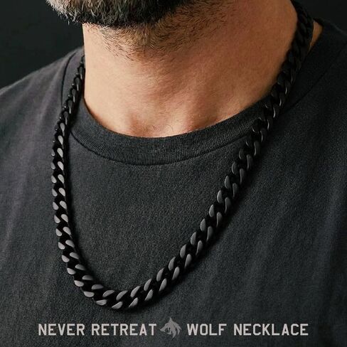 قلادة سلسلة سوداء للرجال من شركة Hero Never Retreat Alpha Wolf - تساعد على إقران المحاربين القدامى مع كلب خدمة أو كلب مأوى in Kuwait