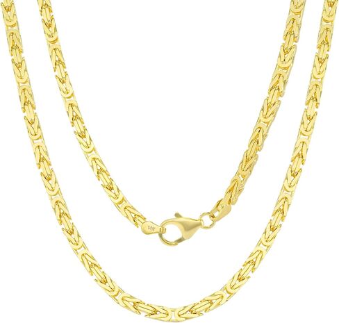 قلادة Nuragold 14k من الذهب الأصفر الحقيقي الصلبة البيزنطية المربعة 3.5 ملم (18 "-30") مجوهرات إيطالية للرجال in Saudi Arabia