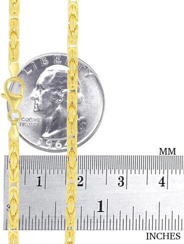 قلادة Nuragold 14k من الذهب الأصفر الحقيقي الصلبة البيزنطية المربعة 3.5 ملم (18 "-30") مجوهرات إيطالية للرجال in Saudi Arabia