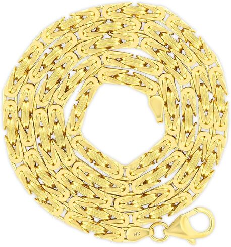 قلادة Nuragold 14k من الذهب الأصفر الحقيقي الصلبة البيزنطية المربعة 3.5 ملم (18 "-30") مجوهرات إيطالية للرجال in Saudi Arabia