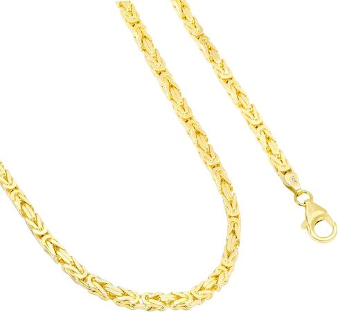 قلادة Nuragold 14k من الذهب الأصفر الحقيقي الصلبة البيزنطية المربعة 3.5 ملم (18 "-30") مجوهرات إيطالية للرجال in Saudi Arabia