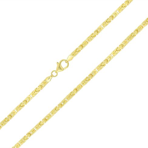 قلادة Nuragold 14k من الذهب الأصفر الحقيقي الصلبة البيزنطية المربعة 3.5 ملم (18 "-30") مجوهرات إيطالية للرجال in Saudi Arabia