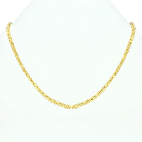 قلادة Nuragold 14k من الذهب الأصفر الحقيقي الصلبة البيزنطية المربعة 3.5 ملم (18 "-30") مجوهرات إيطالية للرجال in Saudi Arabia