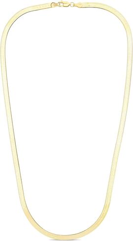 14K Yellow Gold 3.8 mm Imperial Herringbone Chain 16", 18", 20", 24" for Men and Women with Lobster Clasp, High Polished Modern Pendant Necklace in Saudi Arabia