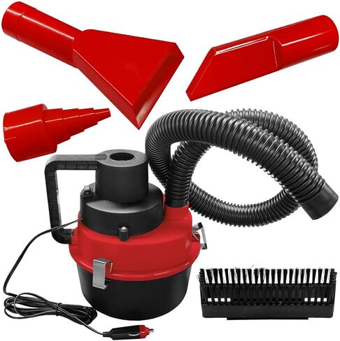 Car Vacuum Cleaner, DC 12V Multi-Purpose Automotive Wet and Dry Vacuum with 3 Nozzles, Portable Handheld Vehicle Interior Duster for Car, Office, Home, Floor (Red) in Saudi Arabia