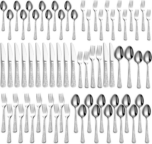 60 Piece Silverware Set For 12, Stainless Steel Flatware/Tableware Set Include Spoons/Forks/Knives, Yoehka Mirror Polished Cutlery Set For Home Kitchen Restaurant Hotel, Durable,Dishwasher Safe in Kuwait