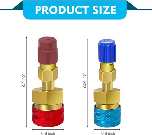 2 PCS Car R1234YF Adapters, R1234YF to R134A Quick-connect Fitting Kit, Seal High and Low Pressure Conversion Adapter, Universal Rust-proof Refill Coupler for Most Car AC Systems (Gold) in Saudi Arabia