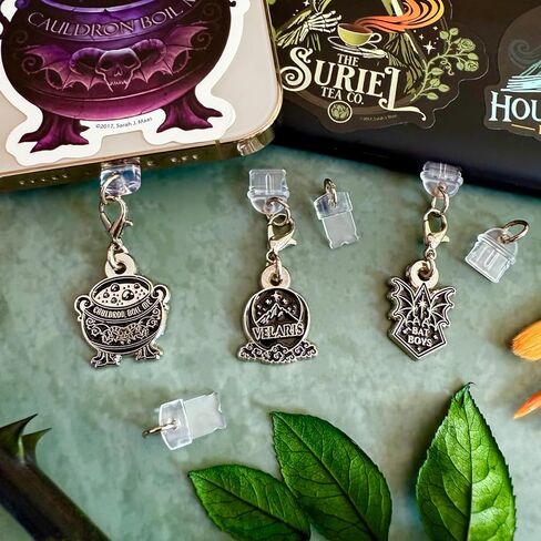 ConQuest Journals A Court of Thorns and Roses Bookish Charger Port Charms 3-Pack, 3 USB-C & 3 Lightning-Compatible Dust Plugs, Phones, Tablets & E-Readers, Officially Licensed Sarah J. Maas Collection in Saudi Arabia