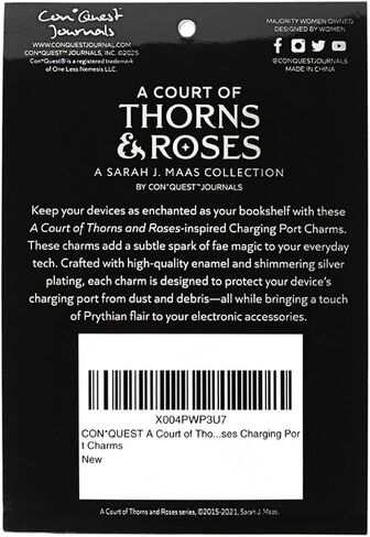ConQuest Journals A Court of Thorns and Roses Bookish Charger Port Charms 3-Pack, 3 USB-C & 3 Lightning-Compatible Dust Plugs, Phones, Tablets & E-Readers, Officially Licensed Sarah J. Maas Collection in Saudi Arabia
