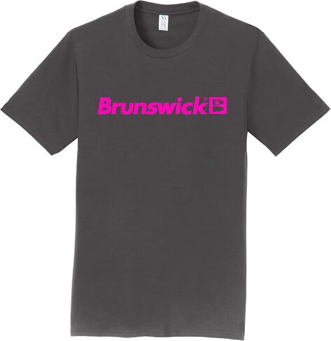 Logo Infusion Charcoal T-Shirt 100% Cotton - Brunswick Bowling - Pink Logo - Design 000P in Saudi Arabia