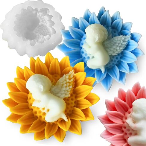 Baby Shower Silicone Soap Molds, Baby in Rose Shape Candle Molds for Candle Making, Cute 3D Fondant Chocolate Cake Decor Molds, DIY Heart Floral Resin Wax Plaster Polymer Clay Art Craft in Saudi Arabia