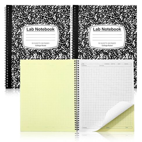 FYSUIMU 2 Pack 8.5 x 11 Inch Lab Notebook Carbonless Carbon Copy Composition Notebooks with Science Grid Set Page Sheets Total Coil Binding for Laboratory Engineering Chemistry Office Supplies in Saudi Arabia