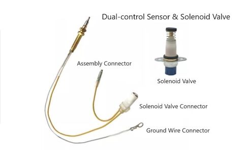 Gas Stove Thermocouple Sensor Probe/Solenoid Valve，Copper Pin (Single Wire/Double Wire)，1 Set (Dual-Control Sensor & Solenoid Valve) in Saudi Arabia