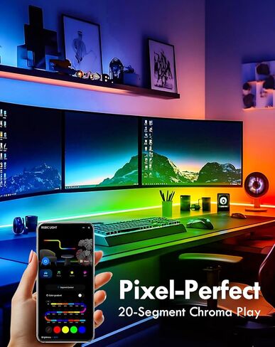 Shine Decor COB RGB+IC LED ضوء حبل نيون، ضوء حبل متغير اللون 24 فولت متوافق مع Alexa، Google Assistant، شريط ضوء نيون مقاوم للماء مع جهاز تحكم عن بعد لحفلة غرفة النوم، 13 × 6 مم، 16.4 قدم in Kuwait