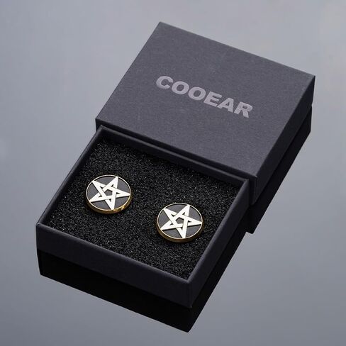 COOEAR Natural Black Wood Pentagram Metal Matched Double Flared Ear Tunnel Plugs Gauges Piercing Stretcher. in Saudi Arabia