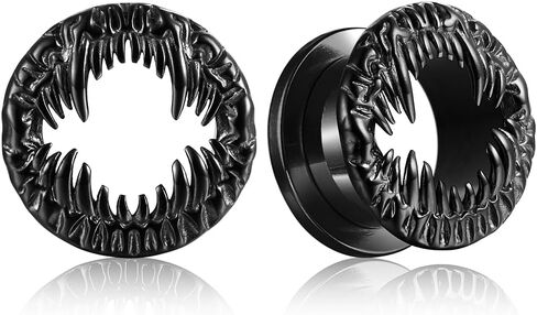 LADEMAYH 2Pcs Gothic Ear Plugs Tunnels Gauges, Nightmare Monster Mouth Design Earrings for Women & Men, Hypoallergenic Surgical Stainless Steel Body Jewelry in Saudi Arabia