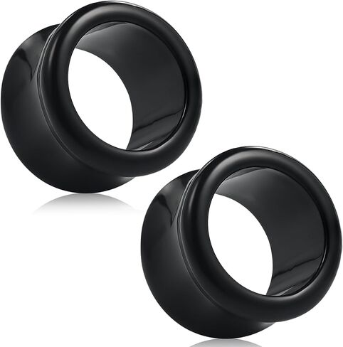 6G-50mm سدادات أذن أكريليك مجوفة أنفاق للنساء والرجال مزدوجة متوهجة آذان السرج قياس التوصيل نقالة المتوسع ثقب الجسم مجوهرات أسود أبيض واضح 1 زوج in Saudi Arabia