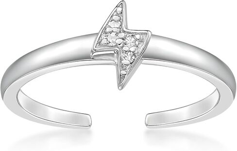 Lavari Jewelers 1/50 Carat Natural Diamond Lightning Bolt Toe Ring for Women I 925 Sterling Silver Toe Ring for Her (H-I, I2-I3, 0.03 cttw) Adjustable Open Toe Band I One Size Fits Most Toes in Saudi Arabia
