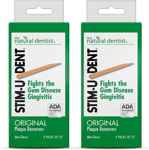 Stim-U-Dent Plaque Removers, Mint Flavor, 4 Packs of 25 (100 Picks) in Kuwait