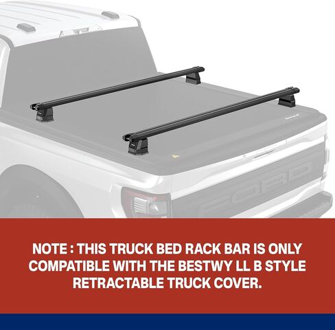 Full-Size Pickup Aluminum Crossbars, Mounted on Bestwyll B-Style Retractable Truck Bed Cover, Compatible with Bike Carriers, Shelves, and Truck Toolboxes (B-Style Exclusive Crossbars) in Saudi Arabia