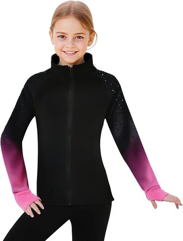 LIUHUO Figure Skating Training Fleece Jackets Child Shiny Colored Diamond Girl Comfortable Warm Coats in Saudi Arabia